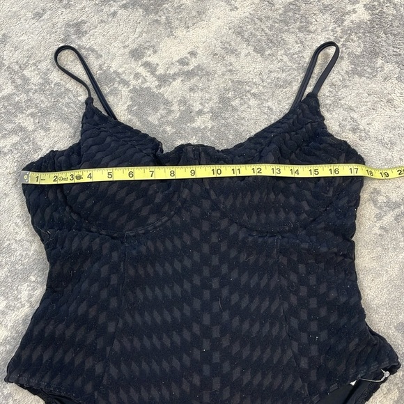New Good American Black Jacquard Show Off One Piece Swimsuit Underwire Sz 5 - Picture 14 of 16